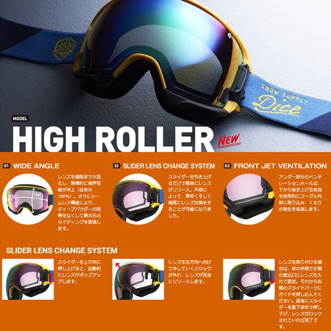 DICE ダイス ゴーグル HIGH ROLLER  ハイローラー カラー ALL BLACK パステルブラウンミラー/ブライトピンク 【スノーボード ゴーグル】【日本正規品】