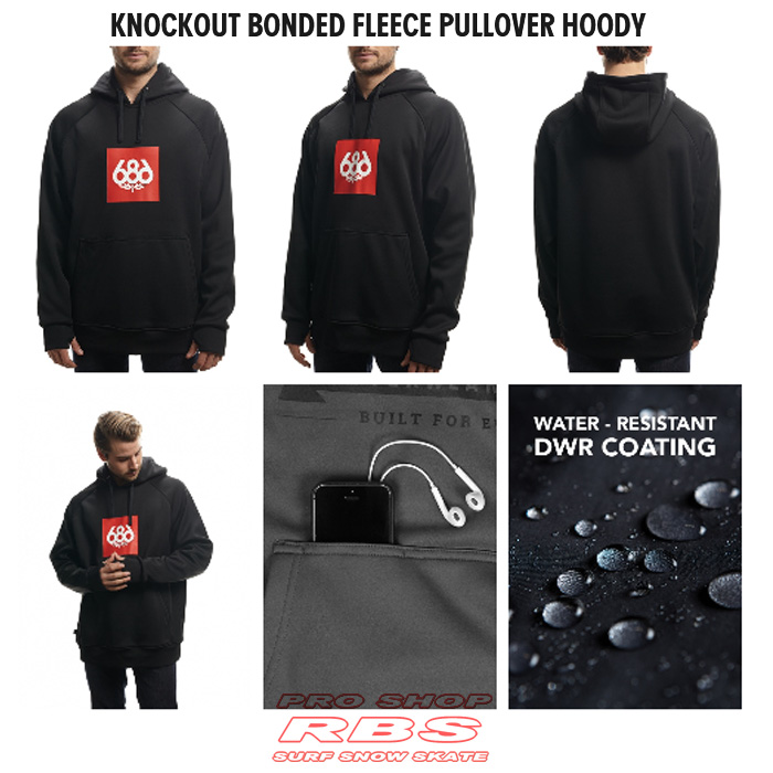 686 パーカー KNOCKOUT BONDED FLEECE PULLOVER HOODY カラー BLACK【スノーボード ウェア 17-18】【日本正規品】