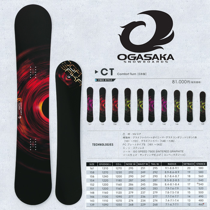 16-17 オガサカ CT シーティー  OGASAKA SNOWBOARDS CT 【オガサカ スノーボード 16-17】【チューンナップ無料 送料無料】【日本正規品】【予約商品】