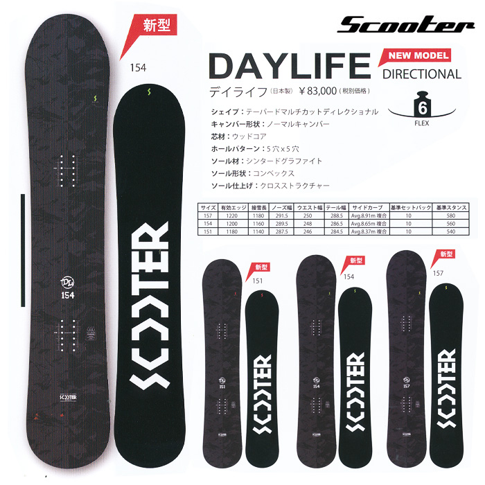 16-17 NEWモデル SCOOTER DAYLIFE デイライフ 151/154/157 【スクーター スノーボード 16-17 】【送料無料・チューンナップ無料】【日本正規品】【予約商品】