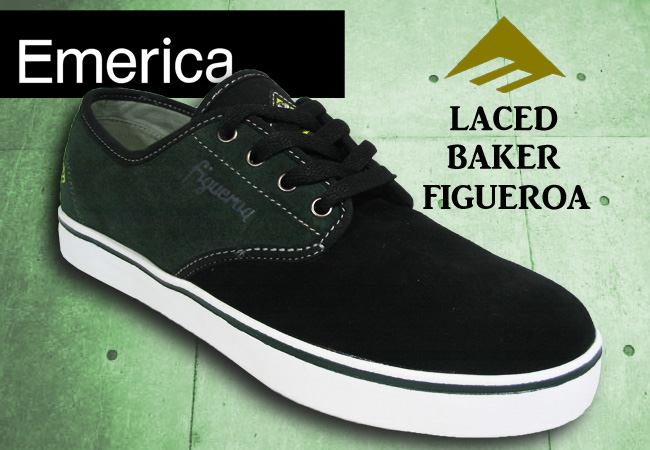 エメリカ 【EMERICA】 LACED BAKER FIGUEROA BLACK/GREEN/WHITE 【スケート シューズ】【日本正規品】