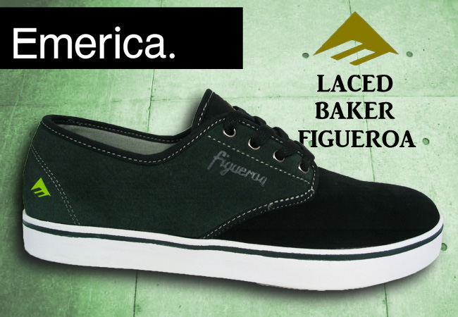 エメリカ 【EMERICA】 LACED BAKER FIGUEROA BLACK/GREEN/WHITE 【スケート シューズ】【日本正規品】