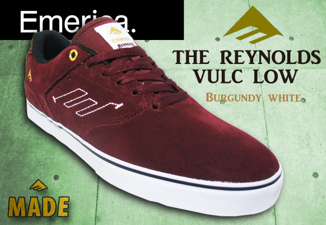 EMERICA THE REYNOLDS VULC LOW BURGUNDY/WHITE 【エメリカ スケート シューズ】【レイノルズ】【日本正規品】
