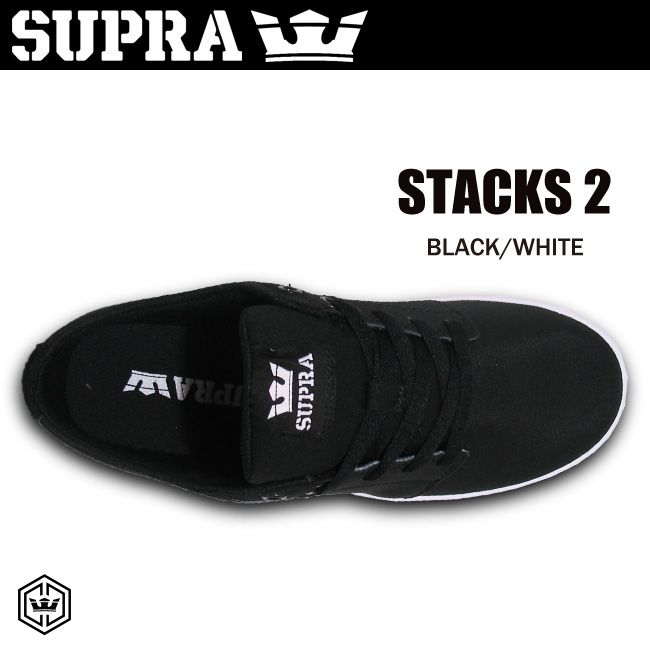 SUPRA スープラ STACKS 2 スタックス2 BLACK-WHITE 【スープラ スケート シューズ】【日本正規品】