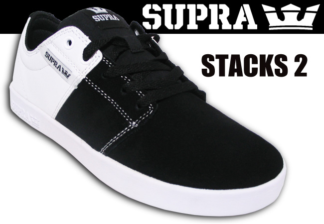 SUPRA STACKS 2 BLACK/WHITE-WHITE【スープラ スケート シューズ】【日本正規品】