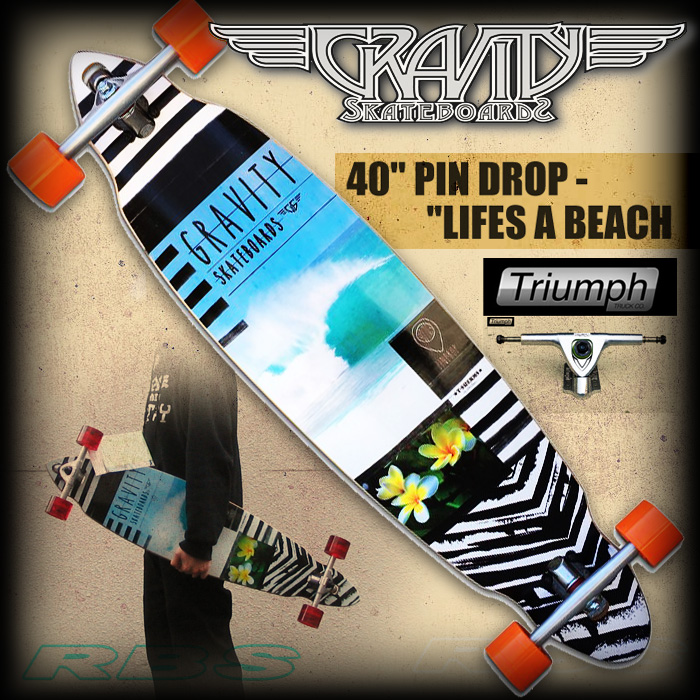 グラビティ スケボー PINDROP 40インチ LIFES A BEACH 【GRAVITY SKATEBOARD】【ロング スケートボード スケボー】【ピンテール クルーザー】【日本正規品】