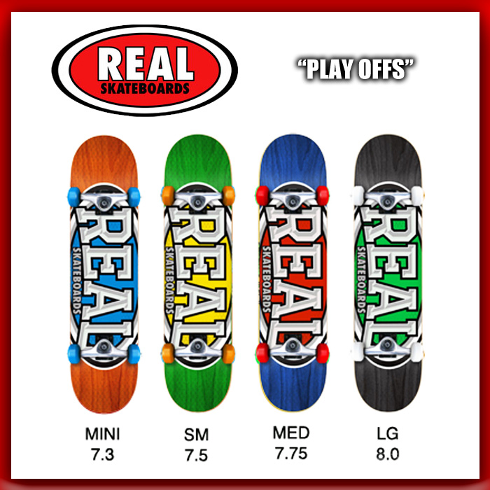 REAL スケートボード  コンプリートセット PLAY OFFS プレイオフ サイズ 7.3/7.5/7.75/8.0  【日本正規品 リアル スケボー 完成品 送料無料】