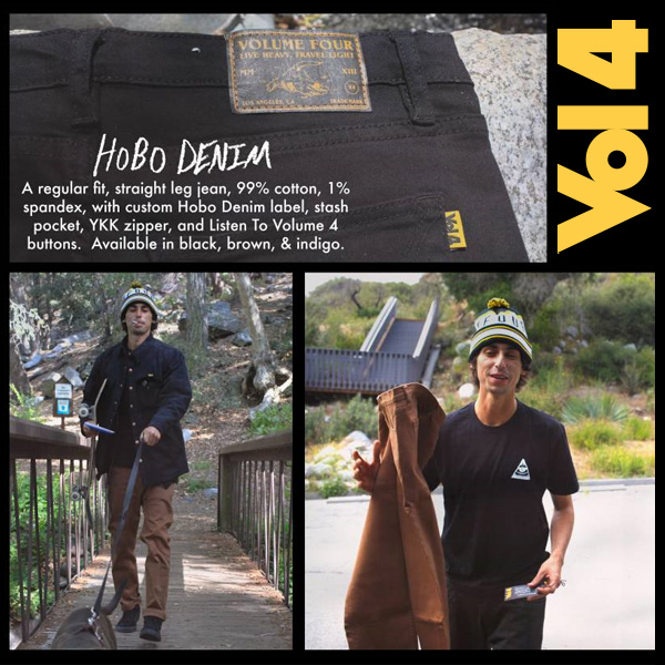 Vol4 HOBO DENIM INDIGO/BLACK/BROWN ストレッチジーンズ ホボデニム パンツ 【VOLUME 4 ボリューム4 】【スケートボード スケボー 】【日本正規品】