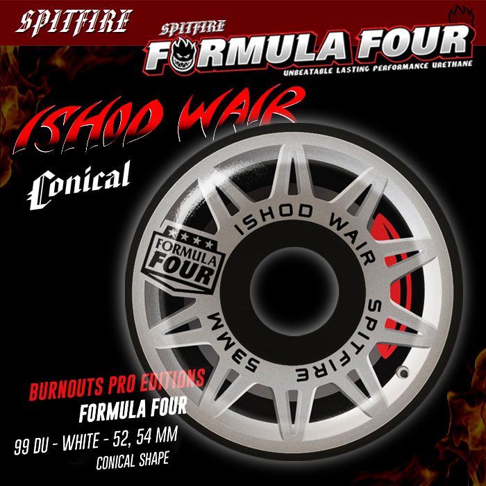 SPITFIRE ウィール  FORMULA FOUR フォーミュラフォー  ISHOD BURN OUTS 53mm  【スケートボード ウィール】【スピットファイアー】【日本正規品】