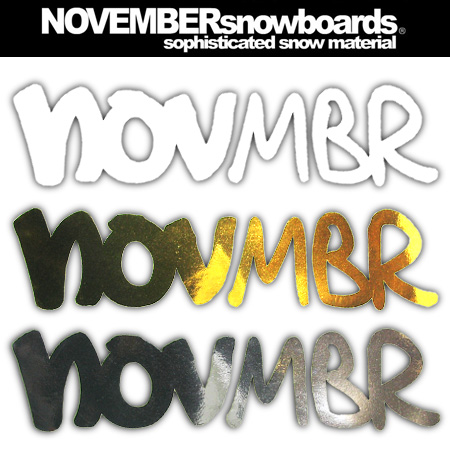 NOVEMBER ステッカー CUTTING SHORT LOGO カラー WHITE/GOLD/SILVER【ノーベンバー ノベンバー】【スノーボード ステッカー】【日本正規品】