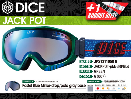 DICE ゴーグル JACKPOT ジャックポット GREEN グリーン PASTEL BLUE MIRROR/POLA GRAY BASE 【日本正規品】