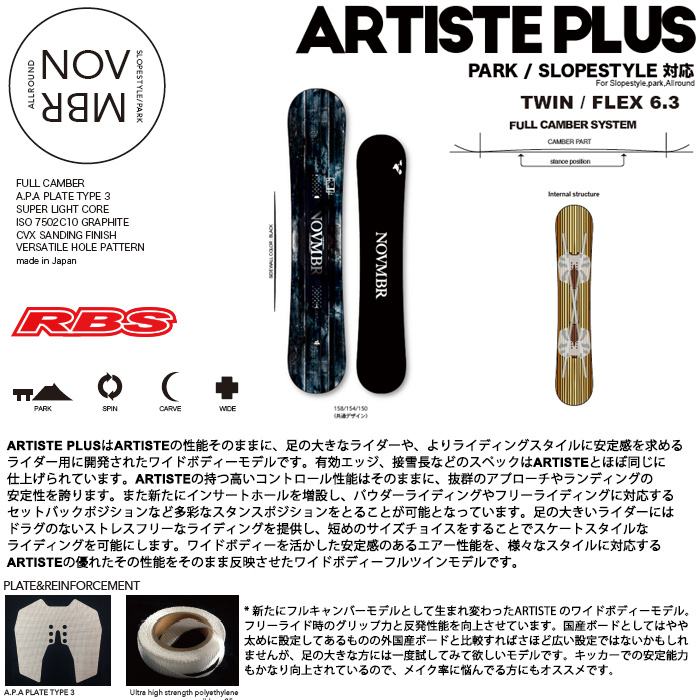 NOVEMBER 19-20 ARTISTE PLUS スノーボード 日本正規品