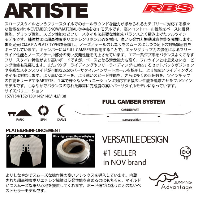 NOVEMBER 20-21 ARTISTE スノーボード 日本正規品