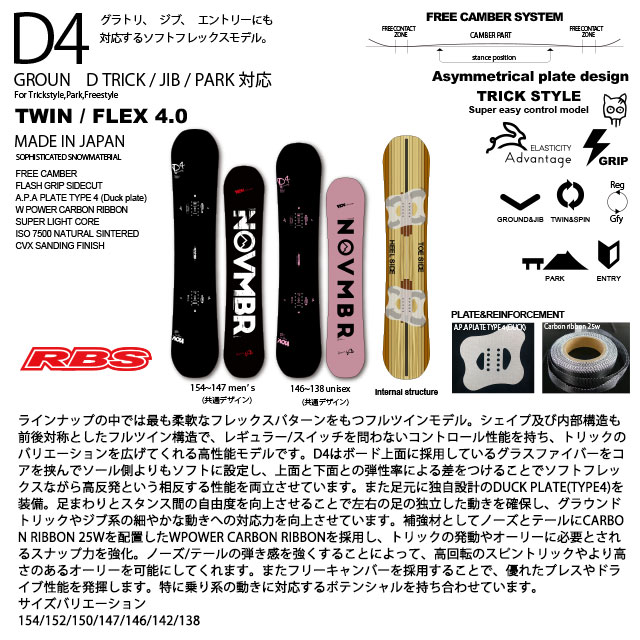 NOVEMBER 21-22 D4 （D-FOUR）スノーボード 日本正規品 予約商品