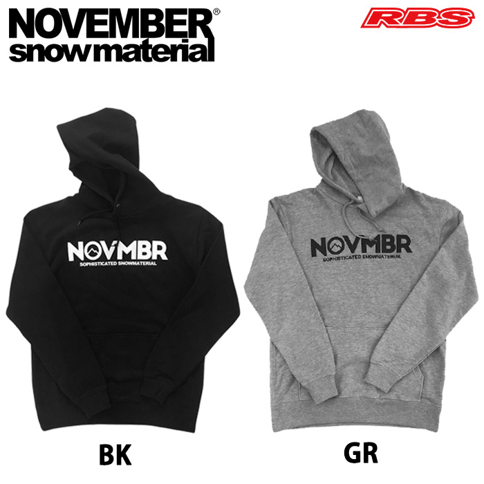 NOVEMBER パーカー  PK-MTMK BK GR 【カラー ブラック グレー スエット パーカー】 【ノーベンバー スノーボード】 【19-20 日本正規品】