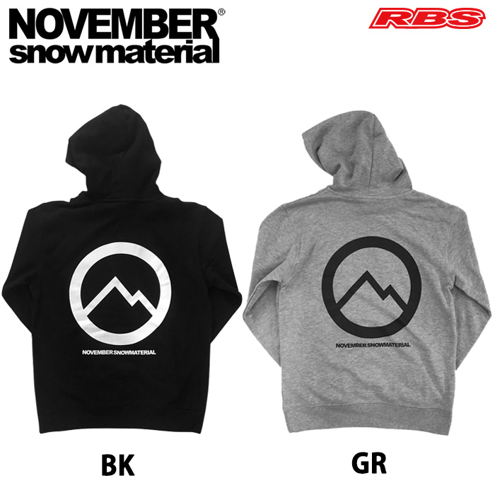 NOVEMBER パーカー PK-MTMK BK GR 【カラー ブラック グレー スエット パーカー】 【ノーベンバー スノーボード】 【19-20 日本正規品】