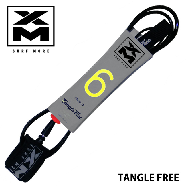 SURF MORE XM リーシュ タングルフリー レギュラー 6.0 BLACK 【サーフィン リーシュ コード サーフボード】【サーフモア】【日本正規品】